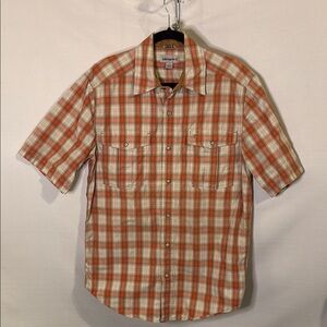 Carhartt Snap Front Orange and White Casual Button Down Shirt Men's Medium